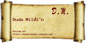 Duda Milán névjegykártya