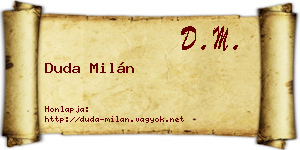 Duda Milán névjegykártya